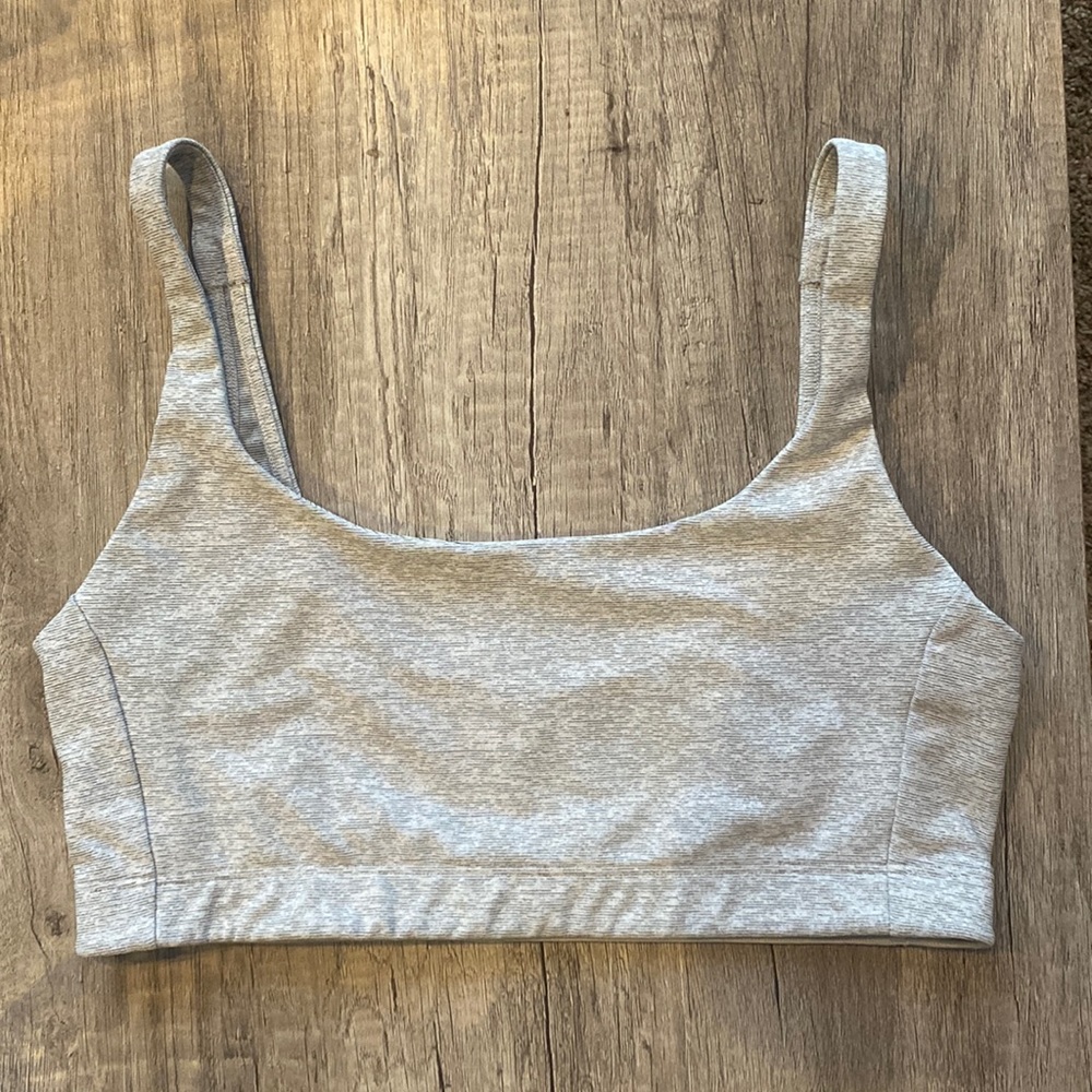 Gray sports bra
